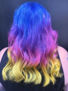 Client with creative color and long layers